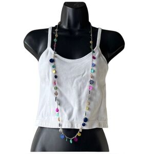 Lia Sophia "Prismatic" Mother of Pearl Multicolored Discs Long Necklace